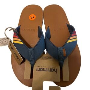 Hari Mari Flip Flops Thong Sandals Navy‎ Blue Striped Comfort Size 11 Mens